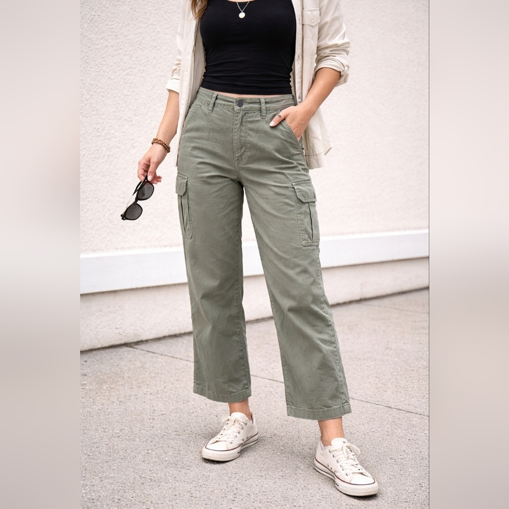 100% Cotton Sage Green Cargo Pants